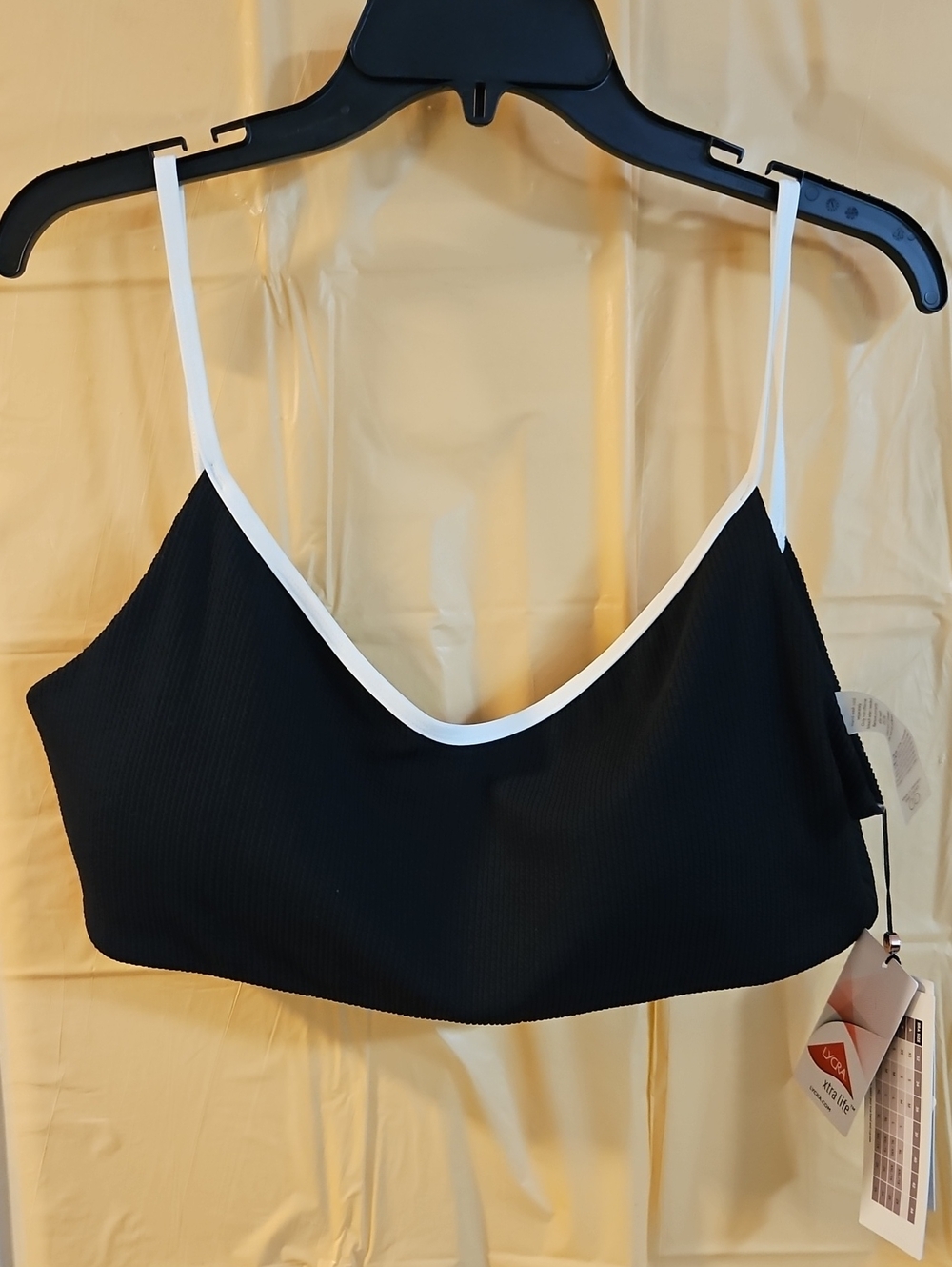 CALIA Women's Tipped Strappy Open Back Swim Top: BLACK: NEW WITH TAGS: SIZE XXL